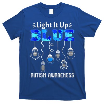 Light It Up Blue Autism Awareness Autistic Puzzle Piece T-Shirt