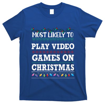 Most Likely to play video games Ugly Christmas Sweater T-Shirt