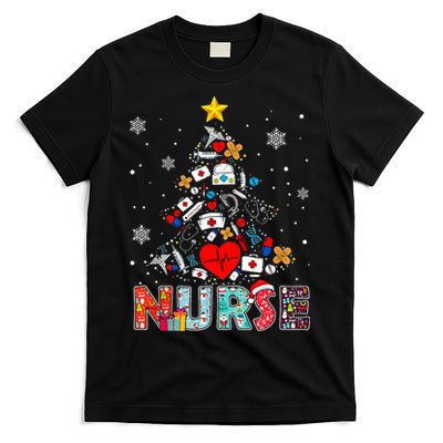 Nurse Christmas Tree Stethoscope RN LPN Scrub Nursing Xmas T-Shirt