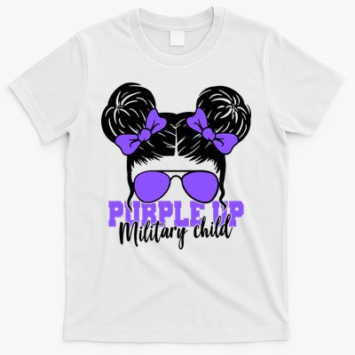 Purple Up Military Child Hair Bun T-Shirt