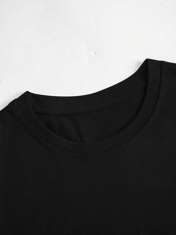Women's Slogan Print Round Neck Graphic Tee, Vintage Trendy Casual Short Sleeve T-shirt for Daily Wear, Ladies All Seasons Outfit