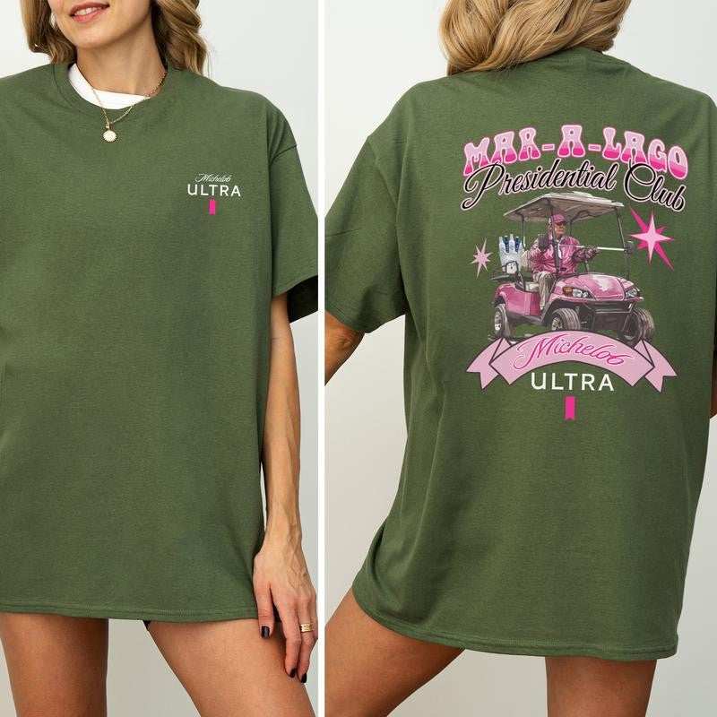 Golf Club Michelob Ultra Beer Pink Graphic Shirt, Funny Golf T-shirt, Drinking Tshirt, Drink Shirt, Comfort Clothing, Cotton Fabric Tshirt, Printed Women's Top, Casual Womenswear