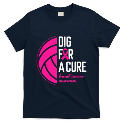 Volleyball Pink Out Dig For A Cure Breast Cancer Awareness T-Shirt