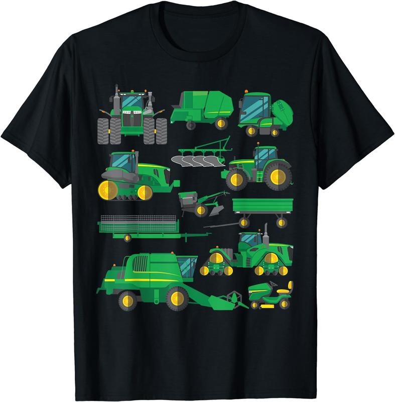 [100% Cotton] Tractor Farmer Farming Trucks Farm Boys Toddlers Girls T-Shirt Black