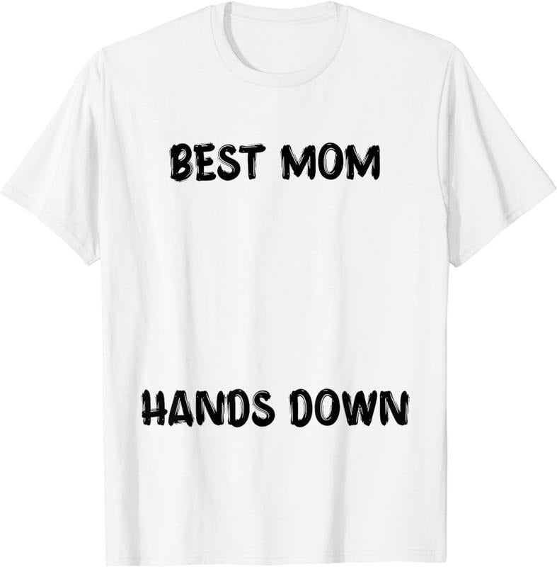[100% Cotton]Best Mom Hands Down Kids Craft For Handprints Mother's Day T-Shirt