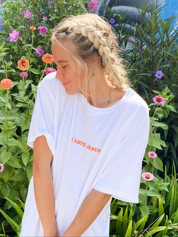 Women's Letter Print Round Neck Tee, Graphic Tees, Vintage Casual Graphic Drop Shoulder Short Sleeve T-shirt For Daily Wear, Trendy Ladies Summer Outfit