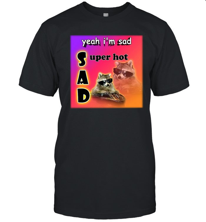 Yeah I'm Sad Super Hot Cool Raccoon Word Hoodie