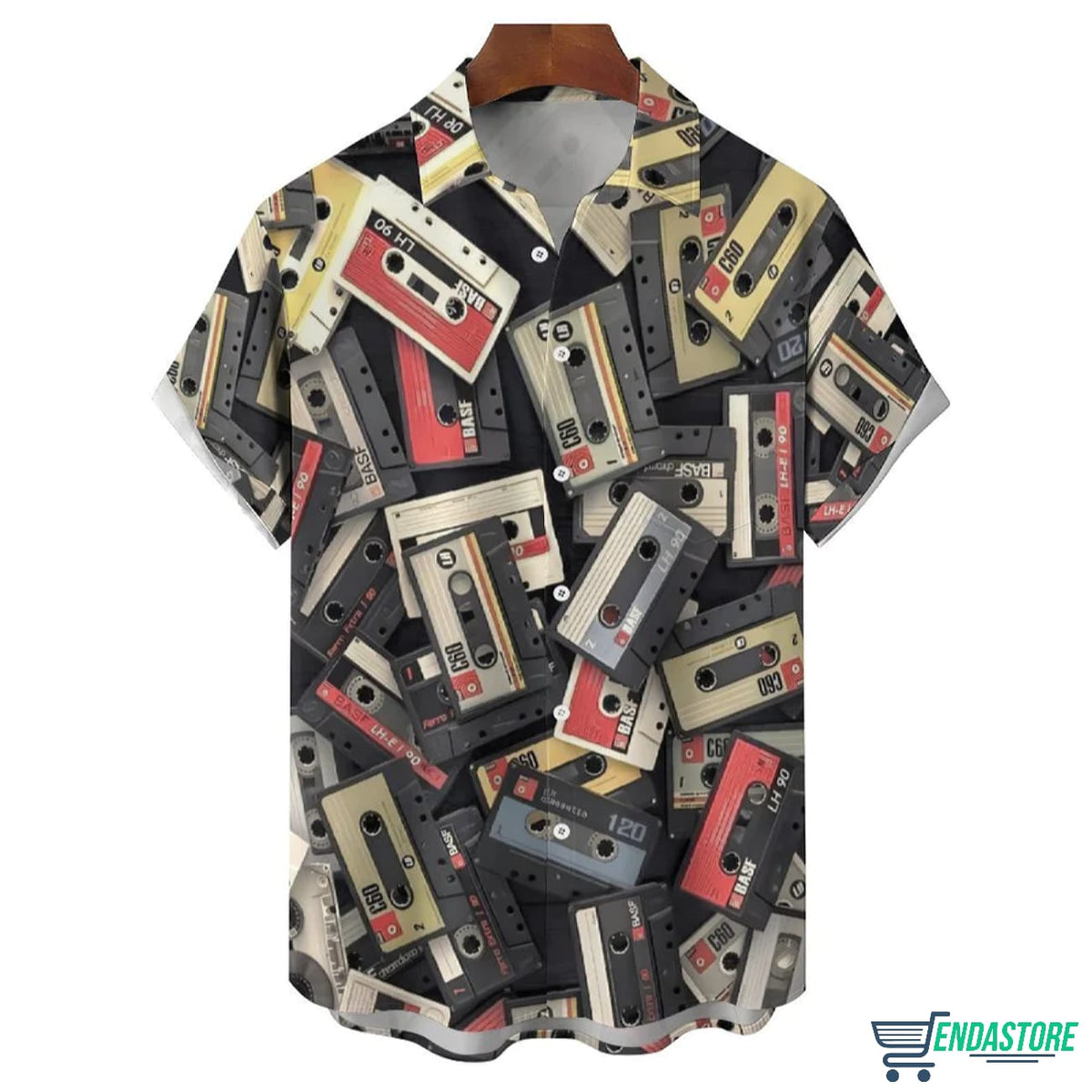 All Over Tape Pattern Casual Short Sleeve Shirt