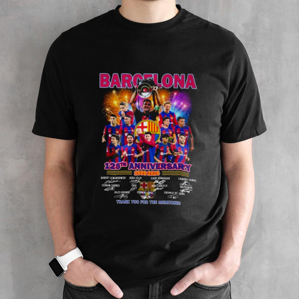 Barcelona 125th Anniversary 1899-2024 Thank You For The Memories Signatures Shirts
