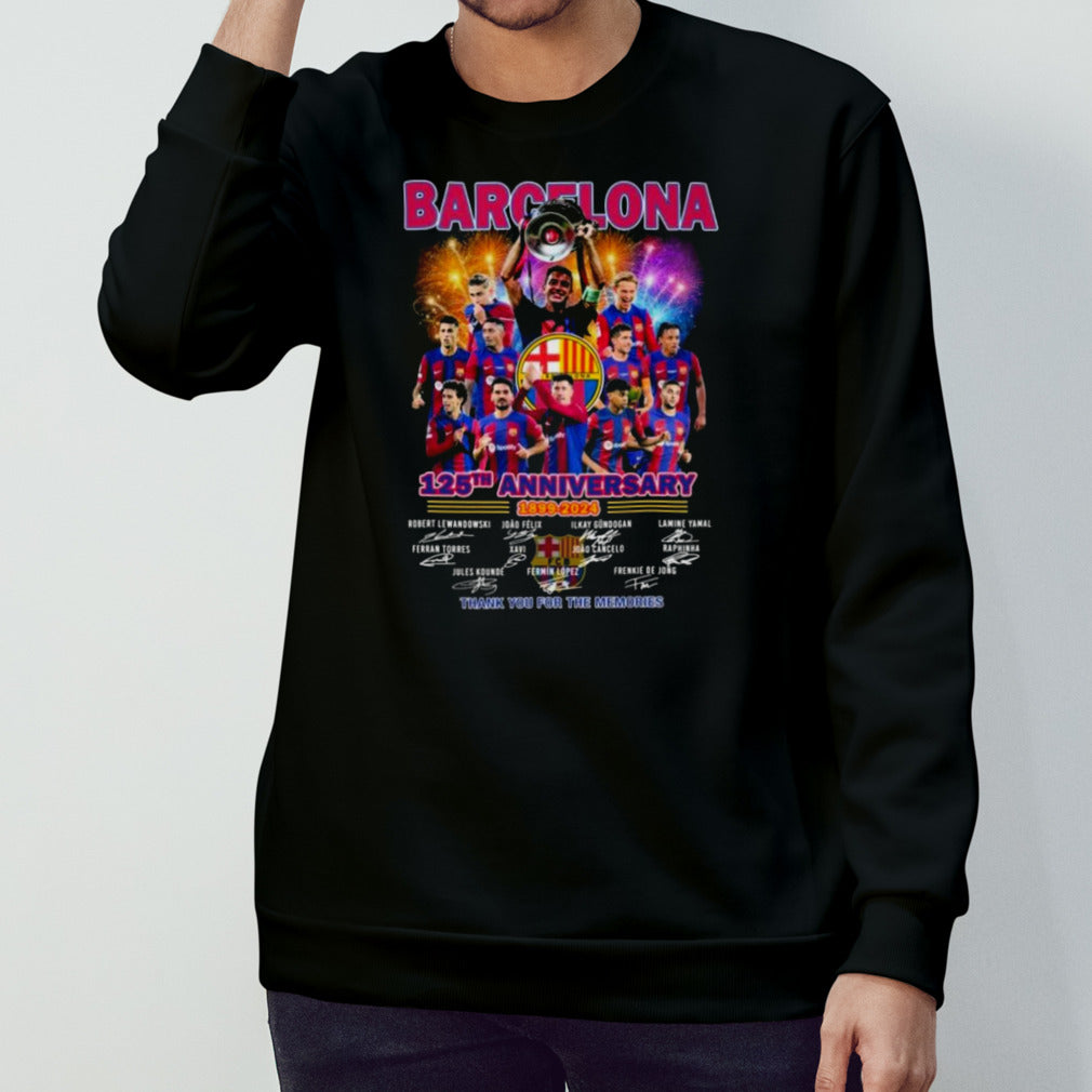 Barcelona 125th Anniversary 1899-2024 Thank You For The Memories Signatures Shirts