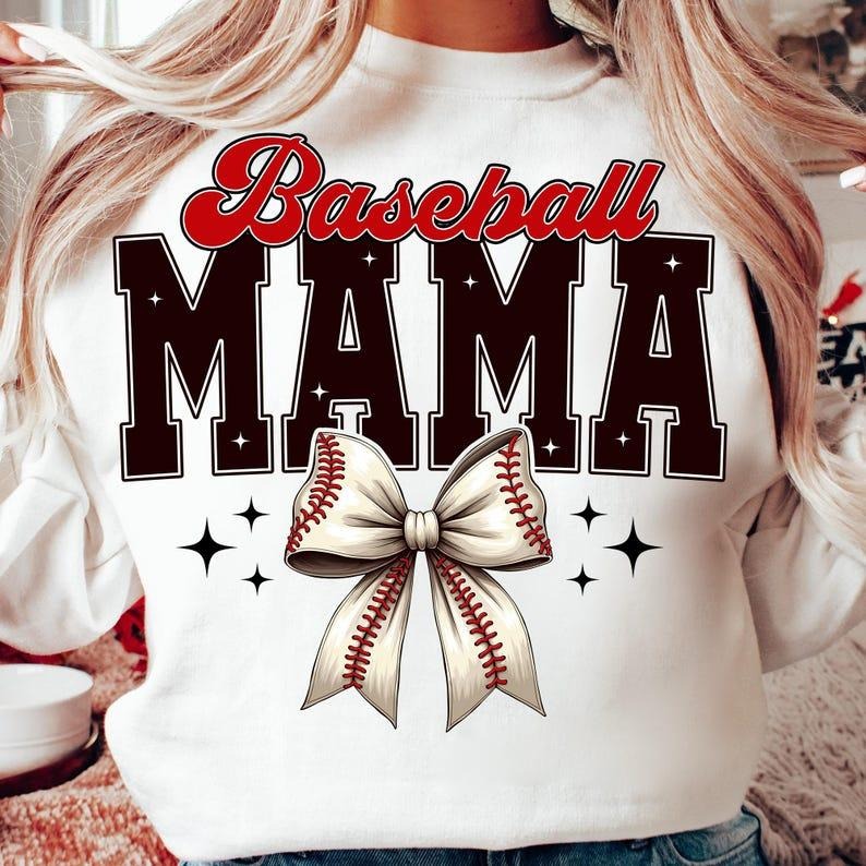 Baseball Coquette Bow Mama Sweatshirt Game Day Retro Baseball Mom Sports Baseball Seasonstyle{n002}2