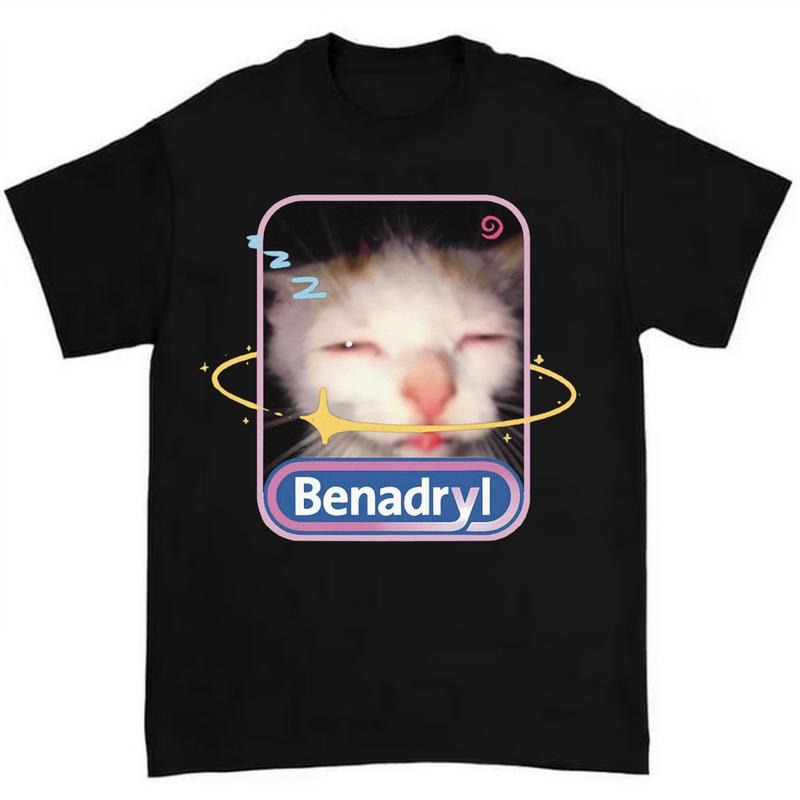 Benadryl Cat T-Shirt Highlighting Hilarious and Adorable Meme Artwork