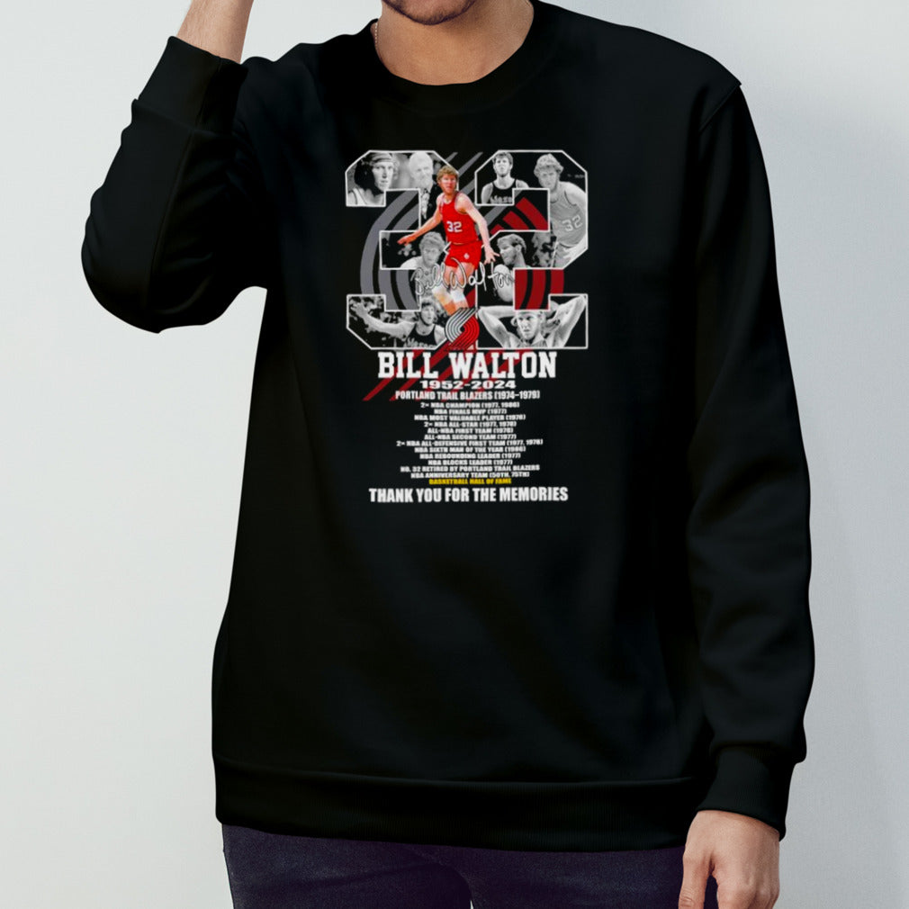 Bill Walton Portland Trail Blazers 1952-2024 Thank You For The Memories Signatures shirt