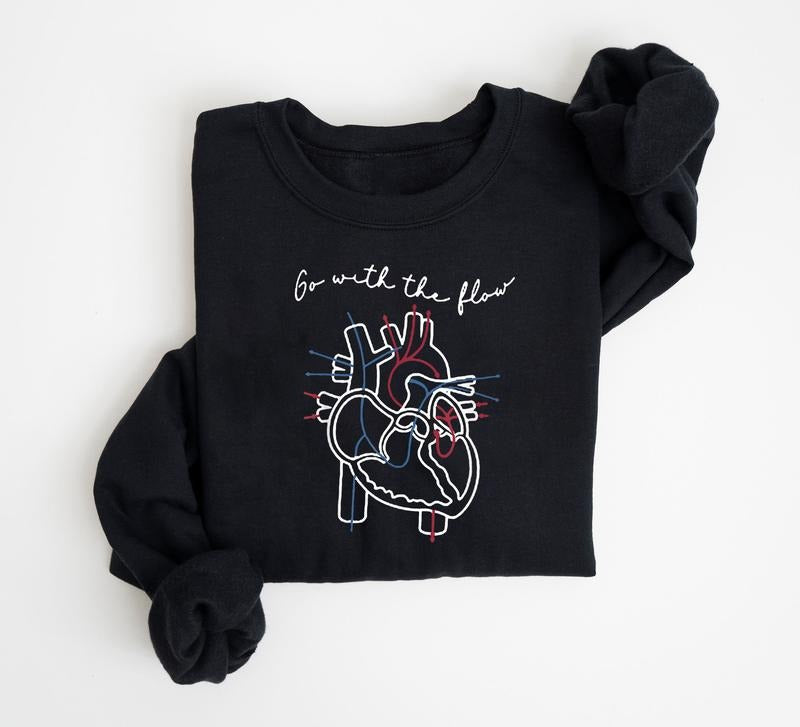 CVICU Cardiac Nurse Heart Anatomy Sweatshirt, Cath Lab RN Crewneck, CCU Nurse Sweater, Cv Icu Cardiac Care Unit Cardiology Human Heart Flow Shirt