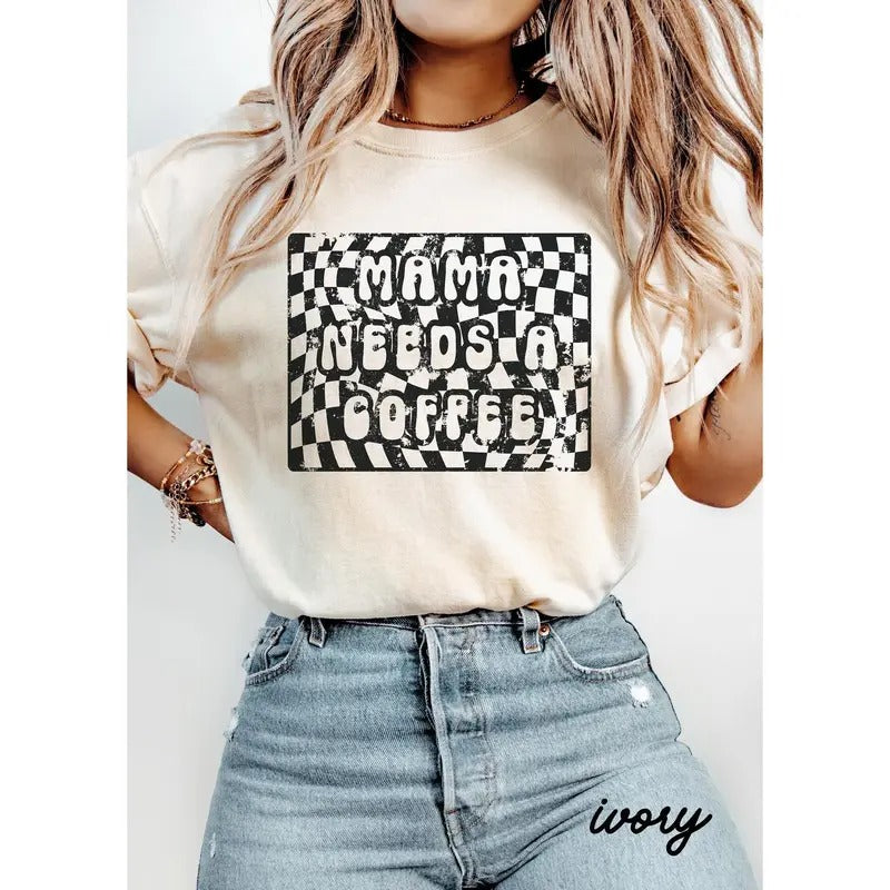 Checkered Mama Shirt, Retro Mama Shirt, Mothers Day Gift, Mom Life Shirt, Motherhood Shirt, Mom Sweatshirt