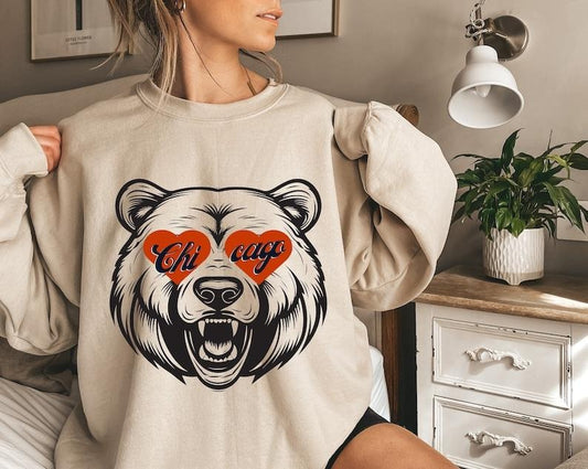 Chicago Football Sweatshirt, Vintage Retro Style Football Shirt, Chicago Football Gifts, Chicago Gifts Womenswear Athletic