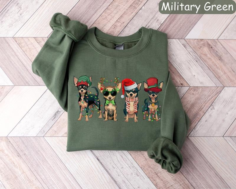 Chihuahua Christmas Sweatshirt, Dog Lover Gift, Holiday Sweaters, Chihuahua Christmas Shirt, Christmas Crewneck, Dog Mom Shirt, Xmas Shirt