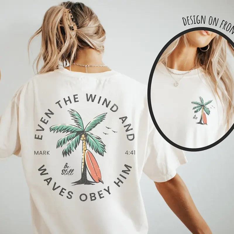 Christian Bible Verse shirt Beachy Backprint Cotton Top