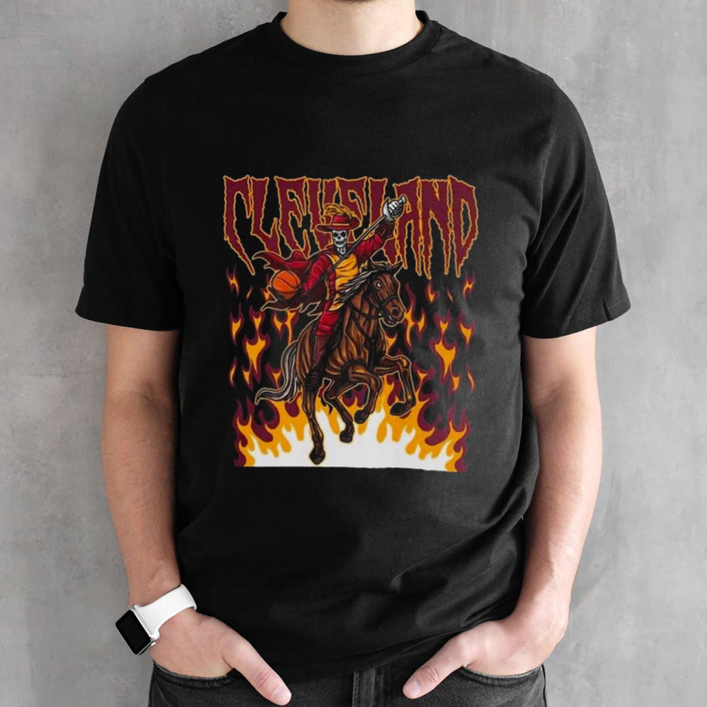 Cleveland Cavaliers Basketball Skeleton Fire T-shirts