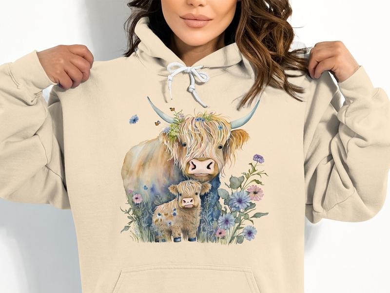 Cute Highland Cow T Shirt Hoodie Sweater Highland Cow Shirt Western Sweatshirt Cute Cow Shirt Cow Gift For Her Farmer Gift Animal Lover Gift