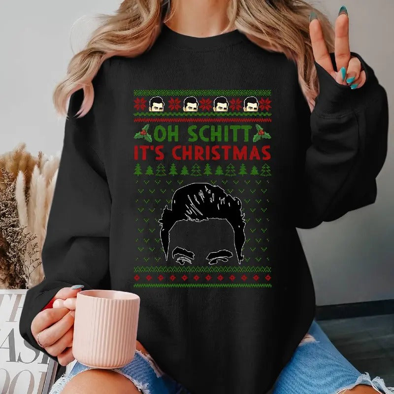David Rose Oh Schitt It's Christmas Ugly Christmas Sweater T Shirt David Rose Shirt Schitt's Creek Movie Sweatshirt