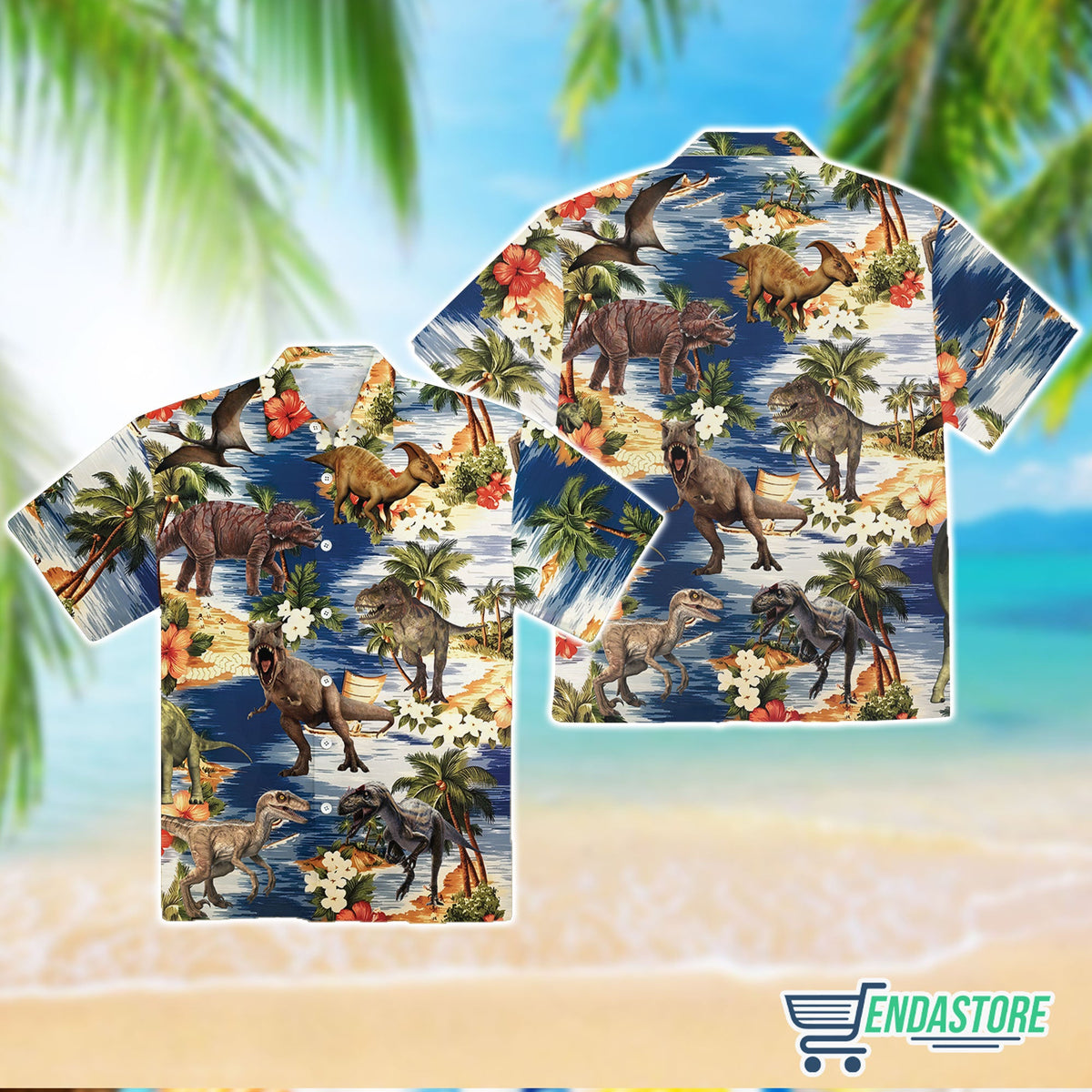 Dinosaur Tropical Hawaiian Shirt
