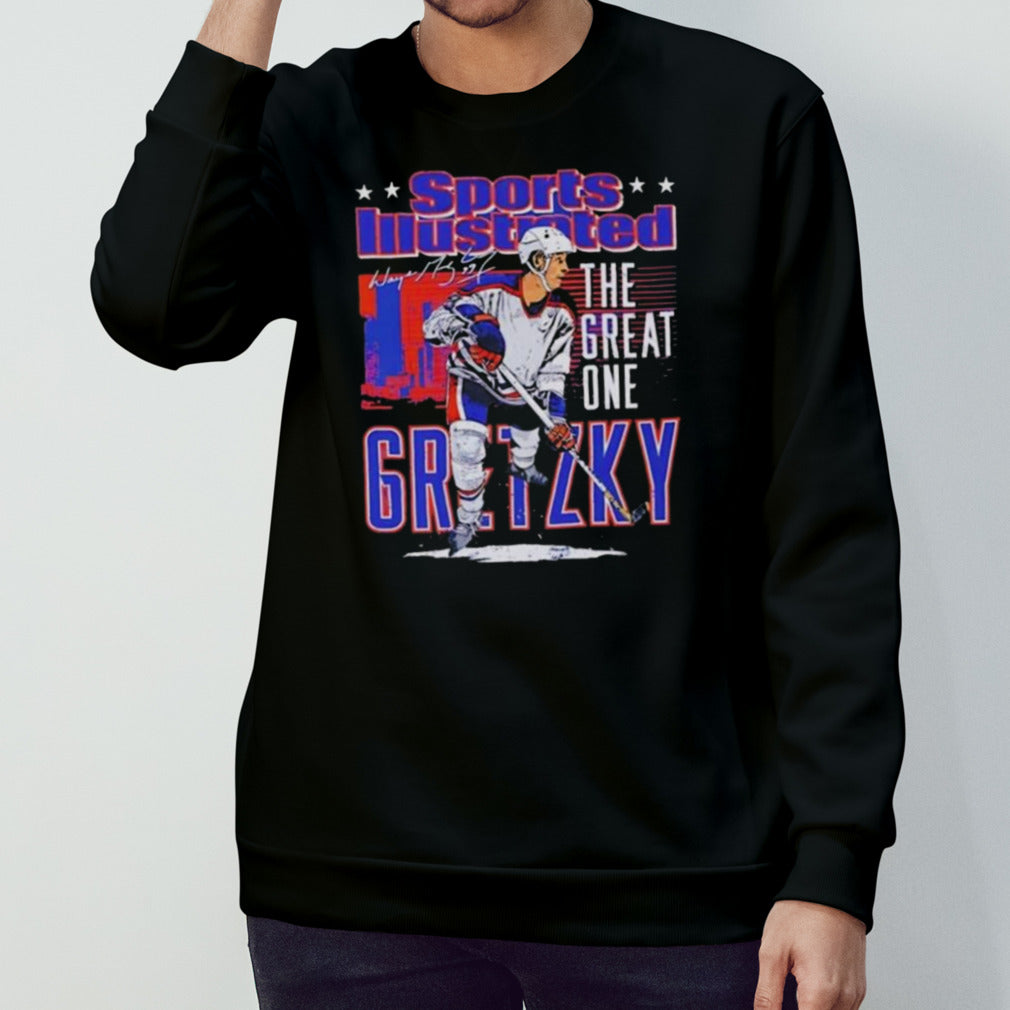 Edmonton Oilers Wayne Gretzky The Great One Sports Illustrated And Edmonton Skyline Signature Shirt