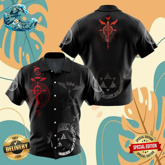 Edward Elric V2 Full Metal Alchemist Button Up Anime Ape Hawaiian Shirt