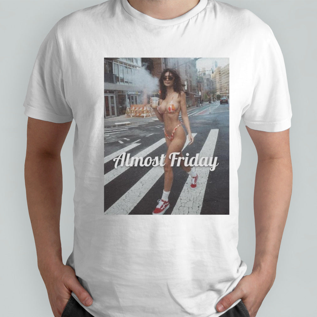 Emily Ratajkowski bikini almost friday shirt