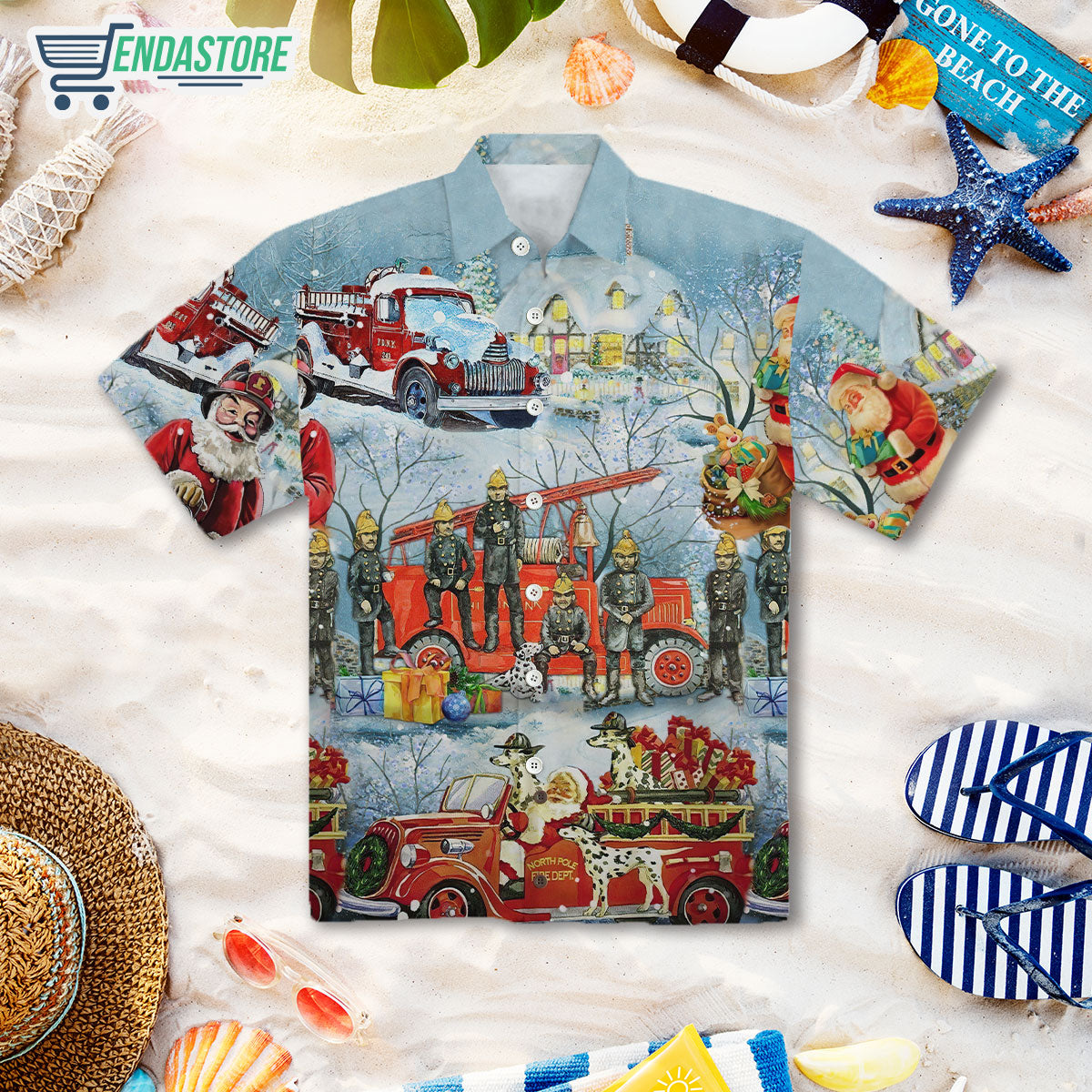 Firefighter Santa Christmas hawaiian shirt