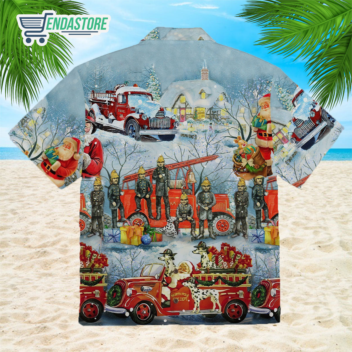 Firefighter Santa Christmas hawaiian shirt