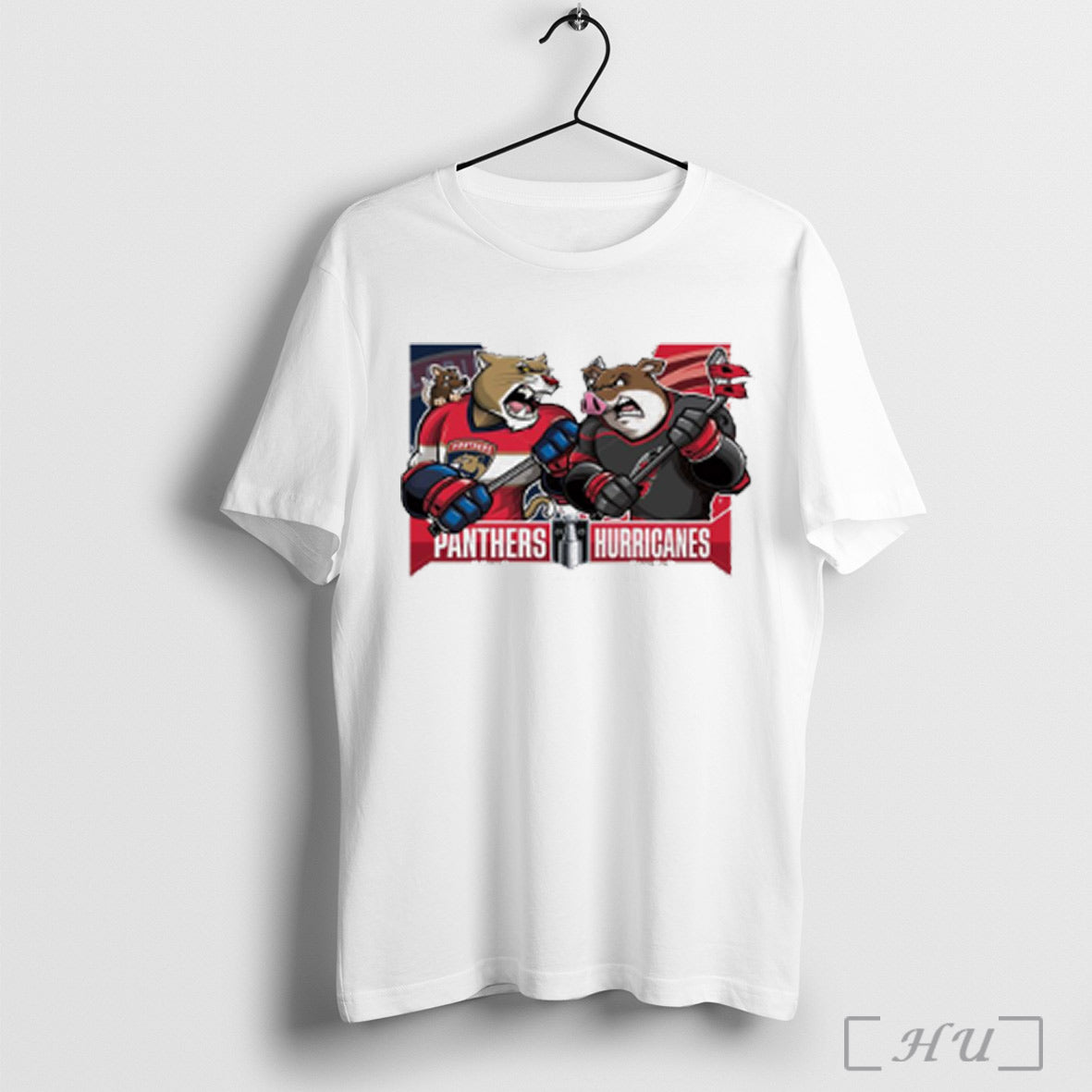 Florida Panthers Vs Carolina Hurricanes 2025 Eastern Conference Finals Mascot Painting T Shirt Sweatshirt