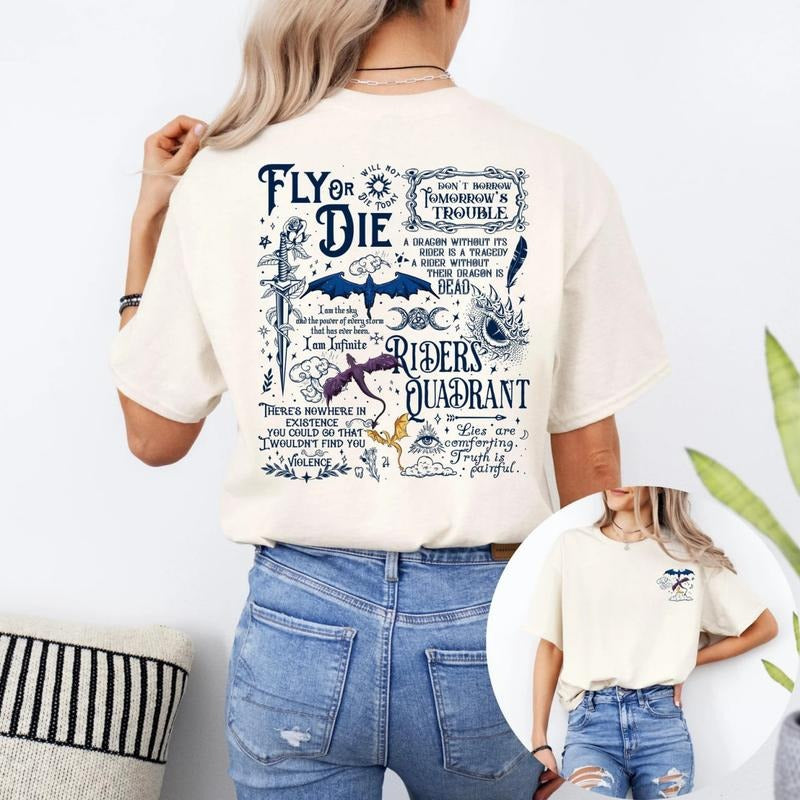Fly Or Die Fourth Wing Sweatshirt, Dragon Rider Shirt, Rebecca Yarros Shirt, Fourth Wing T-Shirt, Wingleader Sweater, Bookish Gift