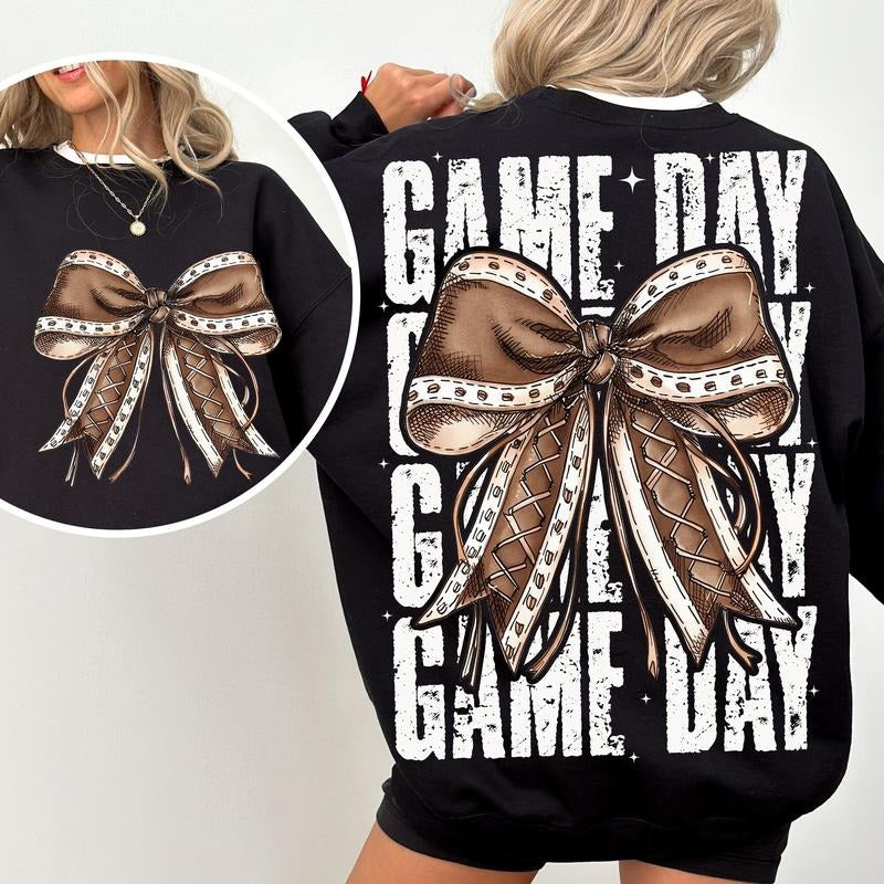 Game Day Football Bow Shirt, Fall Coquette Bow Shirt, Fall Football Shirt Shirt, Football Sport Shirt, Football Mom Shirt, Game Day Shirt