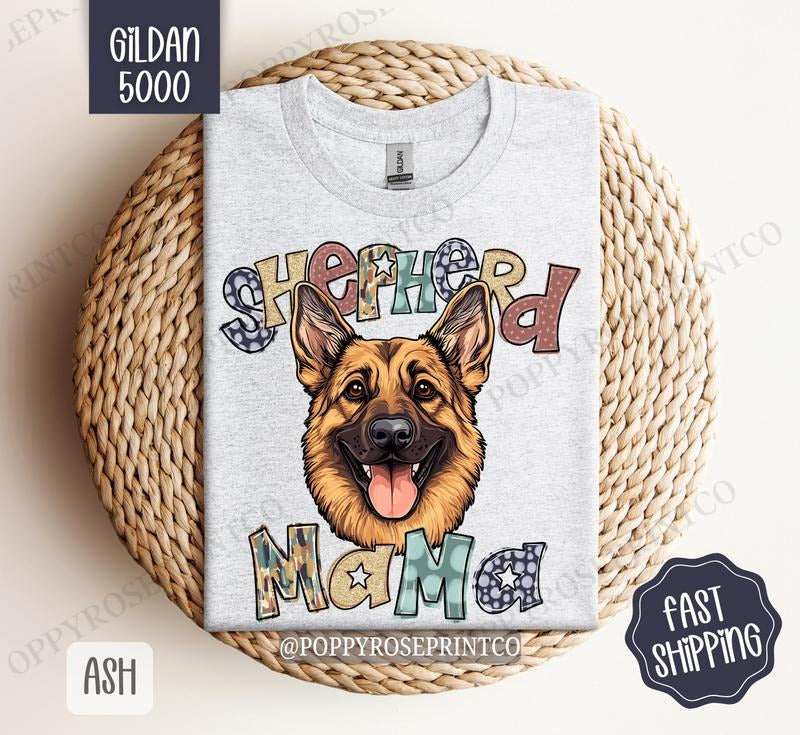 German Shepherd Mama Shirt Gildan, Dog Mom Women's Tee, Cute Mama Women's Tshirt Plus Sizes