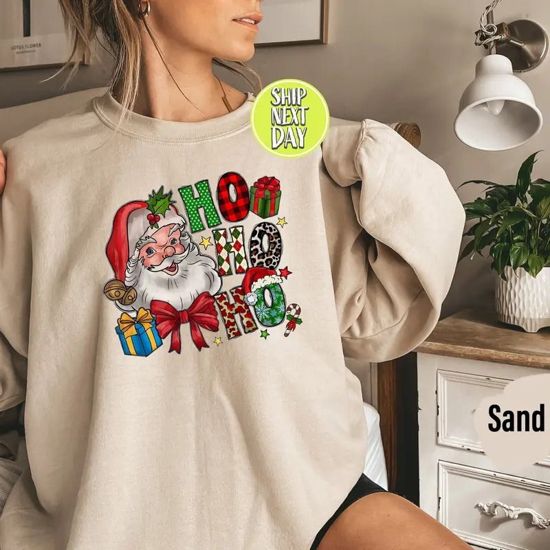 Ho Ho Ho Christmas Vintage Shirt, Santa Inspired Tee Shirt, Western Graphic Tee, Retro Shirt, Garment Dyed, Boho, Vintage Christmas Shirt western christmas list