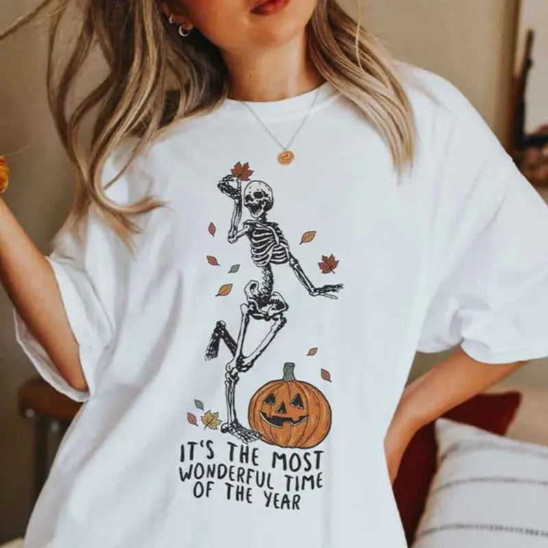 It's The Most Wonderful Time Of The Year Skeleton TShirt -  Skeleton Fall Shirt - Halloween Party Shirts
