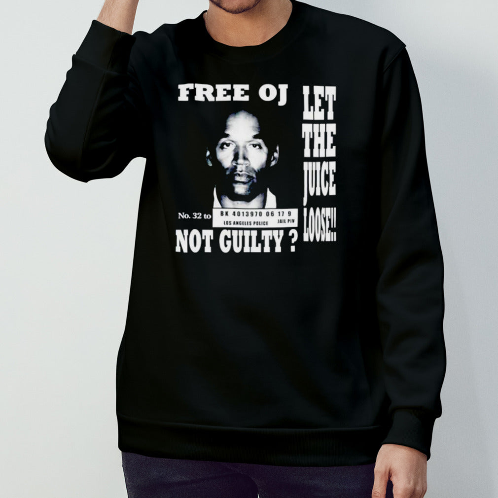 Kanye West wearing Free Oj Simpson let the juice loose not guilty shirts