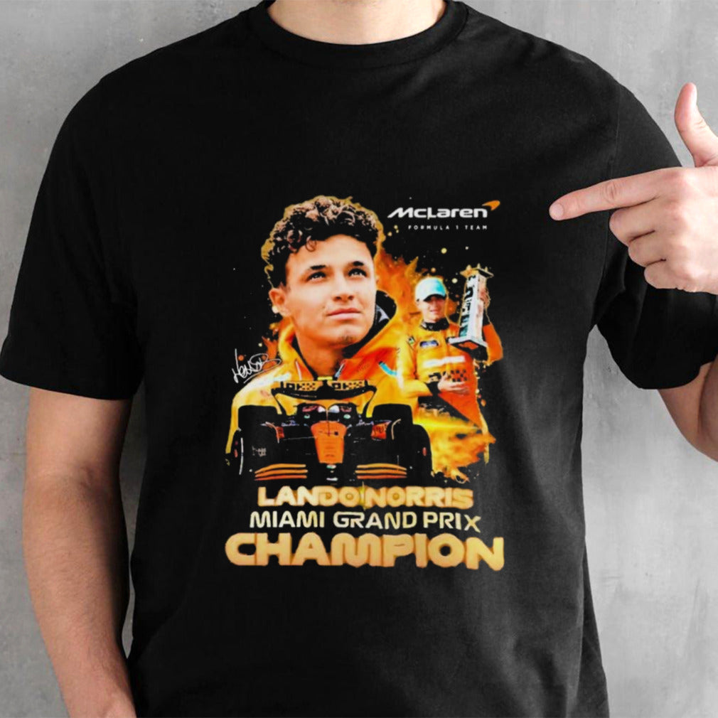 Mclaren Formula 1 Team Lando Norris Miami Grand Prix Champion Signature Shirt
