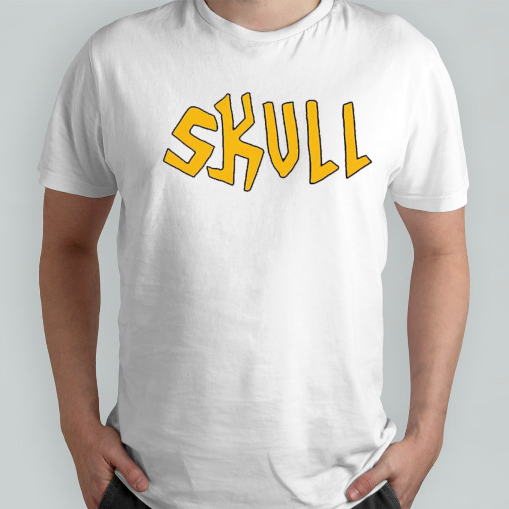 Mikey Day wearing Butthead skull shirts