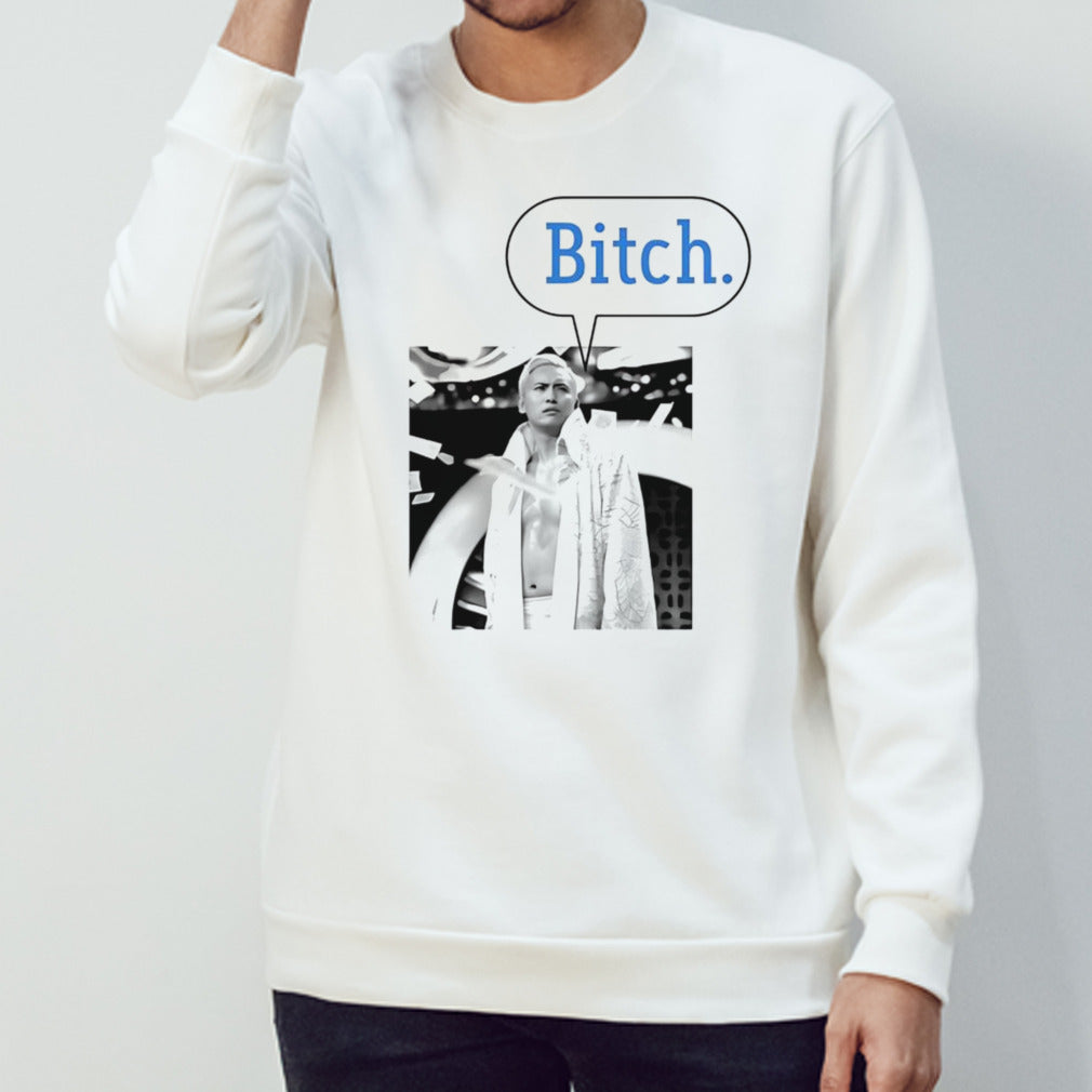 Monica wearing Kazuchika Okada bitch shirt
