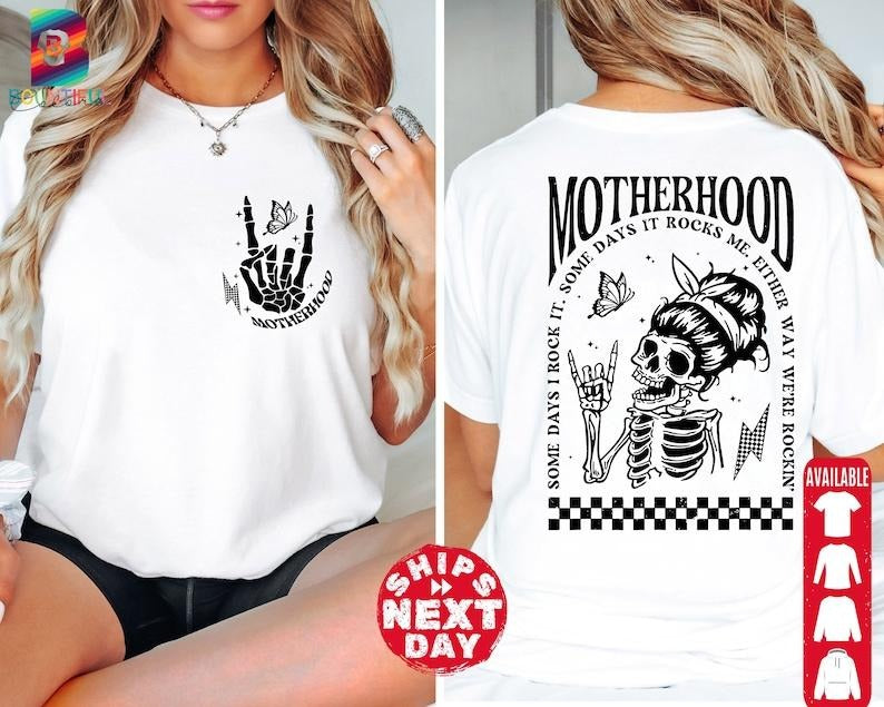 Motherhood Sometimes I Rock It Sometimes It Rocks Me Shirt, Mama Shirt, Mom Shirt, Rocker Mom Gifts, Mothers Day Gift  T-shirt, sweater and Hoodie