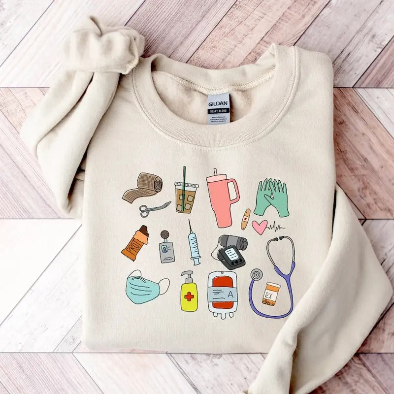 Nurse Sweatshirt and Hoodie, For Work Cute Nurse Shirt