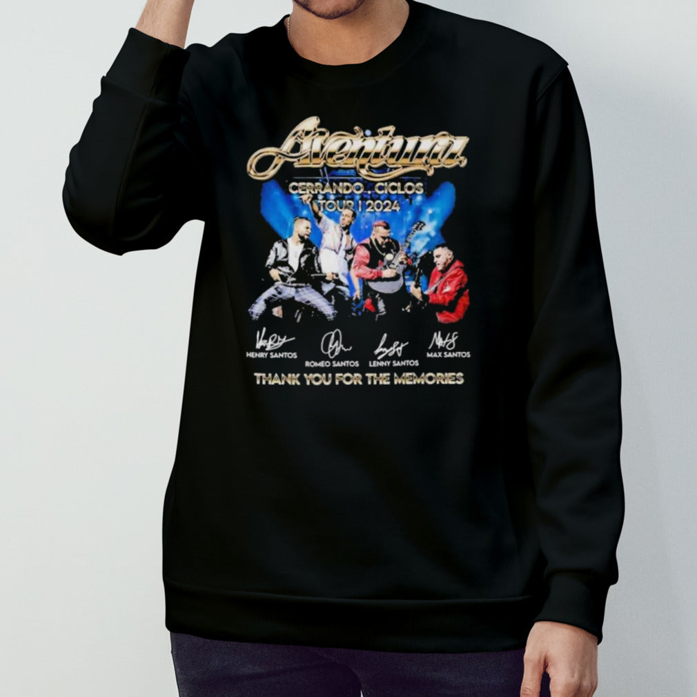 Official Aventura Cerrando Ciclos Tour 2024 Thank You For The Memories T-Shirt