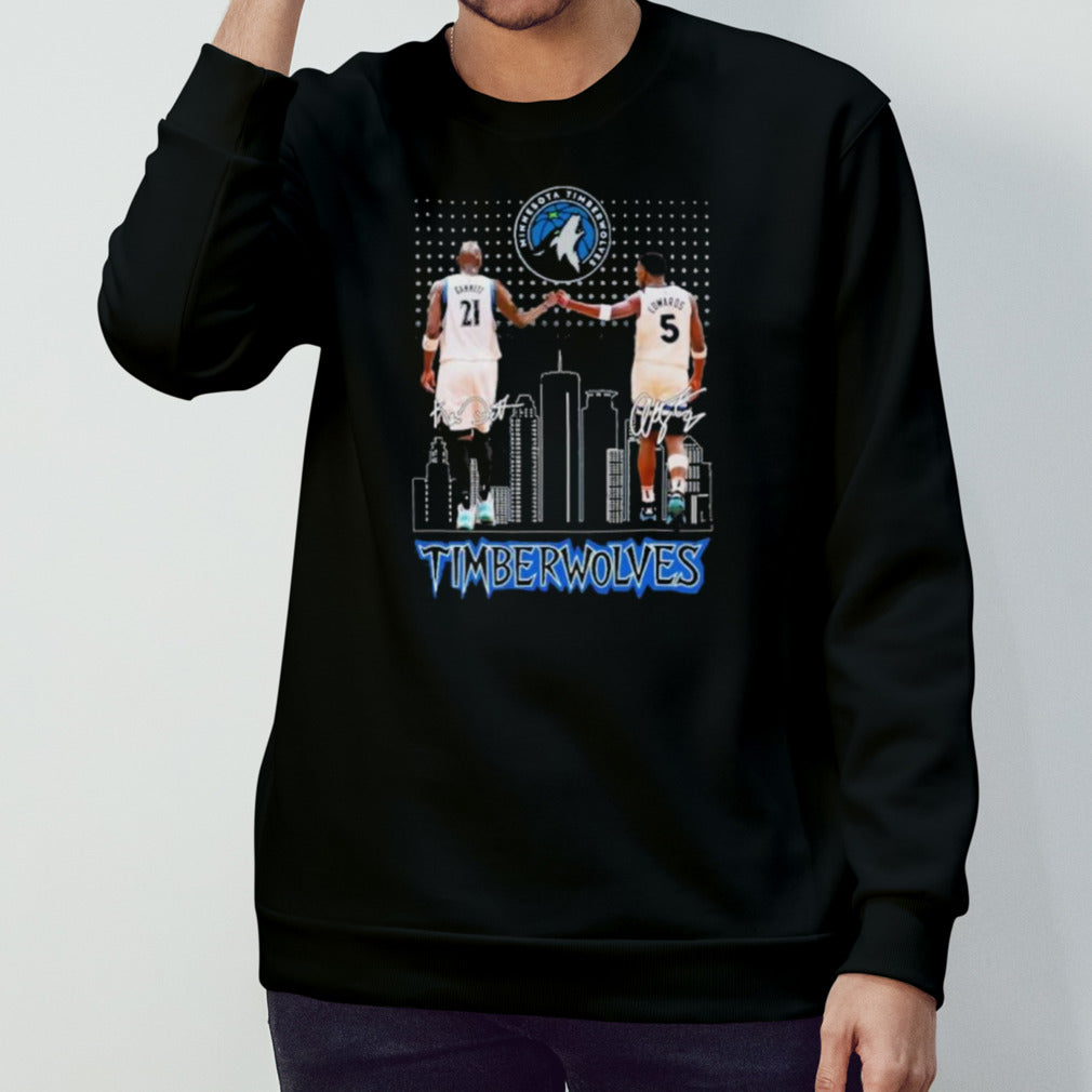 Official Minnesota Timberwolves Kevin Garnett And Anthony Edwards Signatures Shirt