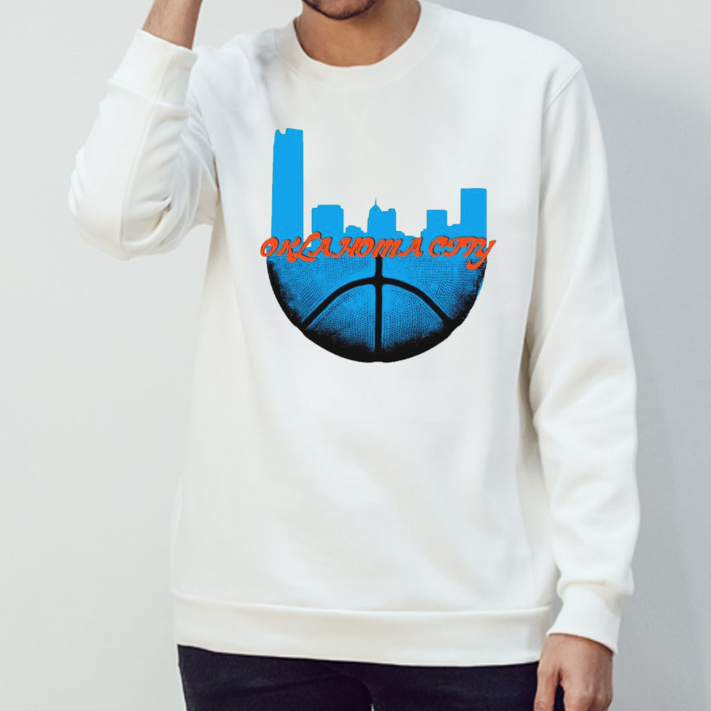 Oklahoma city basketball skyline shirts