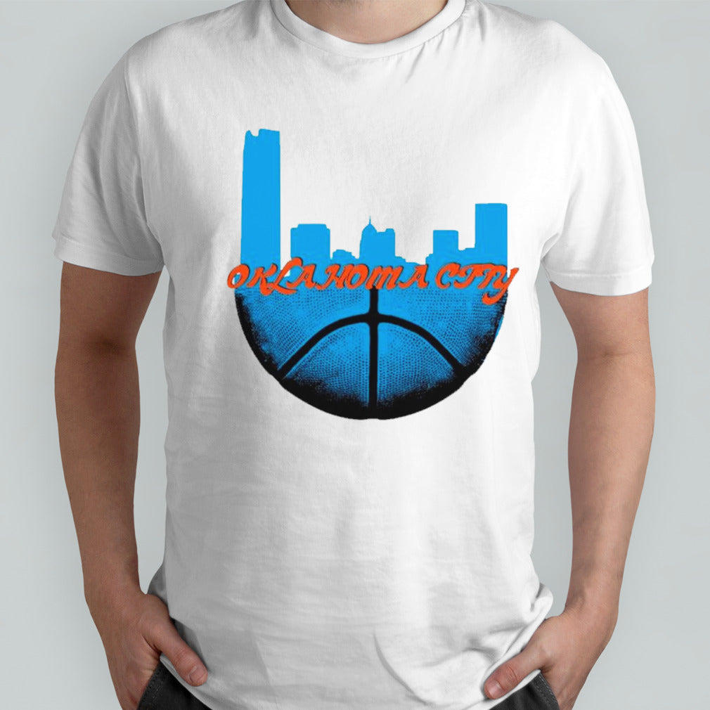 Oklahoma city basketball skyline shirts