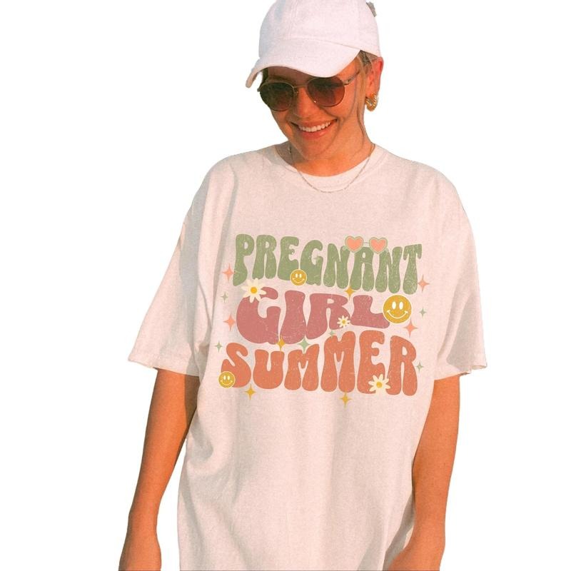 Pregnant Girl Summer Shirt Beach Pregnancy Announcement T-shirt First Time Mom Sweater Expecting Mom Shirt Pregnancy Reveal Tee New Mom Gift