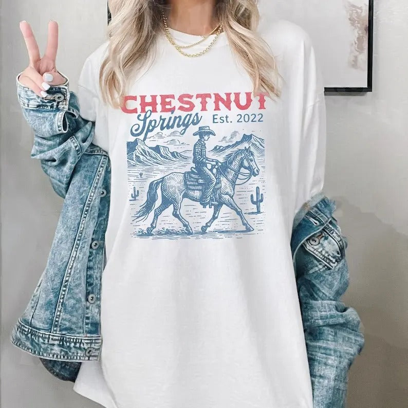 Premium  Chestnut Springs Series Books Shirt, Elsie Silver Cowboy Romance Sweatshirt, Western Cowboy Shirt, Romantasy Reader Shirt Cotton Sleeve Cotton Sleeve