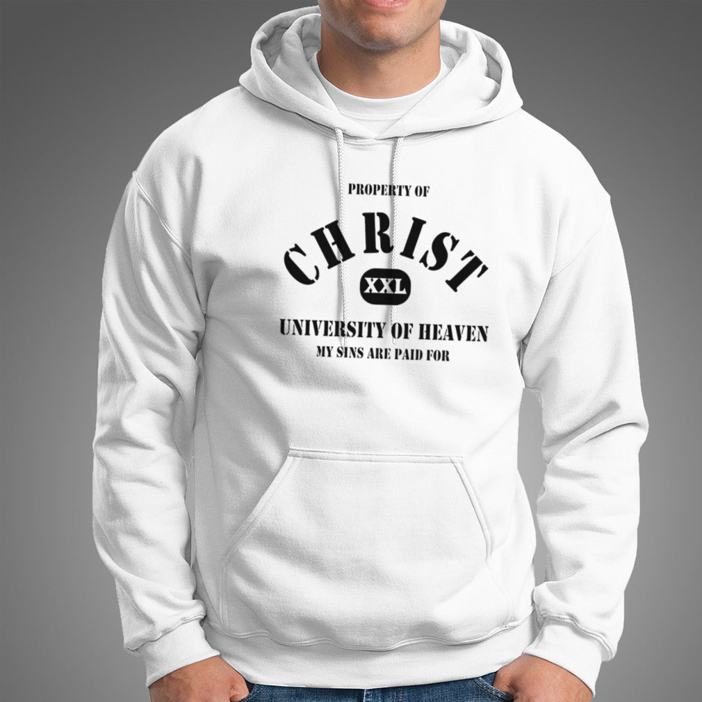 Property of christ xxl university of heaven my sins are paid for shirt